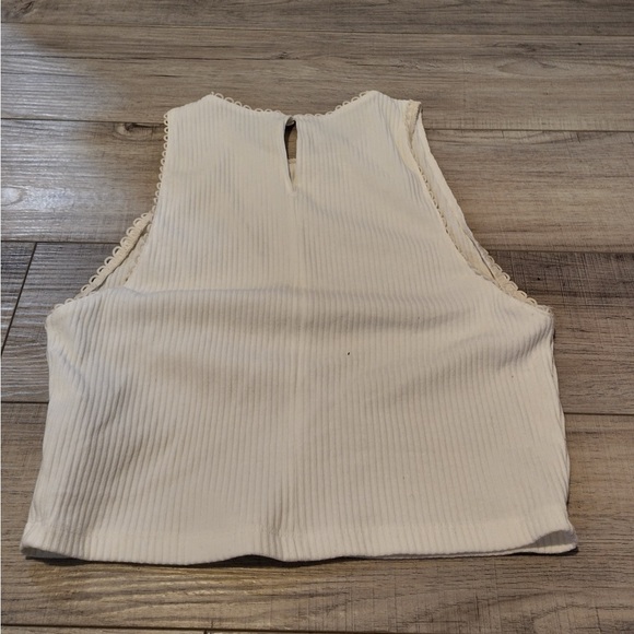 ZARA White High Neck Ribbed Crop Tank Top - Size L - Lagonlook Summer Fairy - Picture 14 of 14